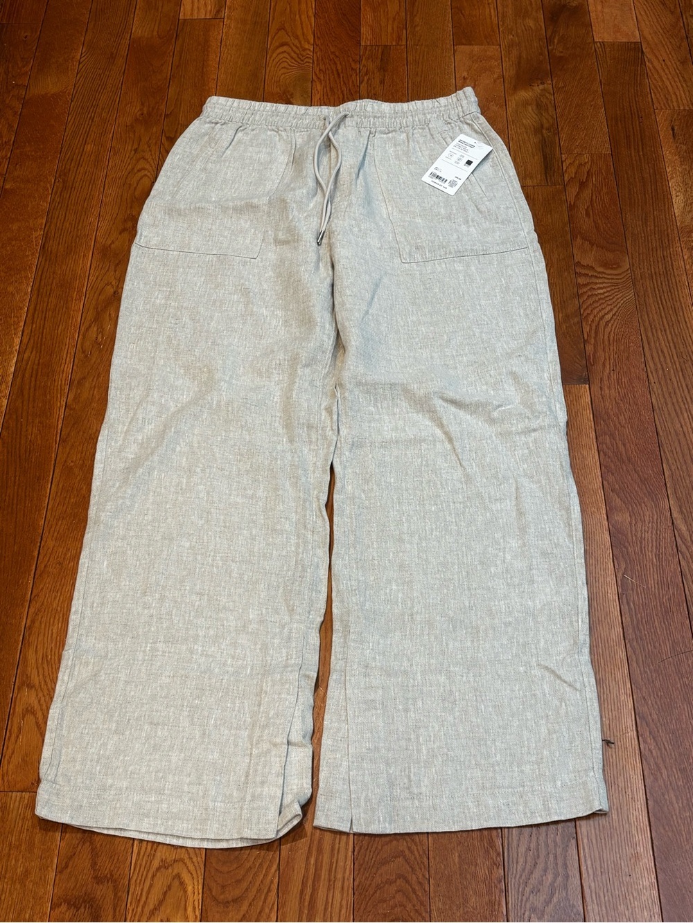 Athleta womens large tall NWT Wide-Leg Drawstring Chinos in Light Tan